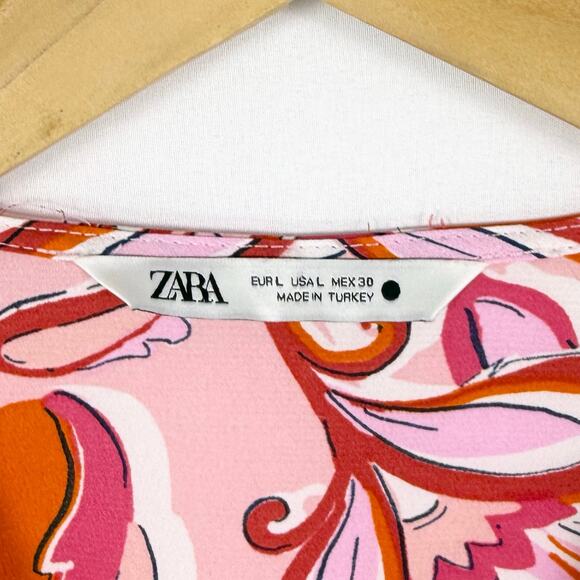 Zara Women's Carla Paisley Floral Wrap Dress Large Pink Bloggers Favorite - Picture 3 of 16